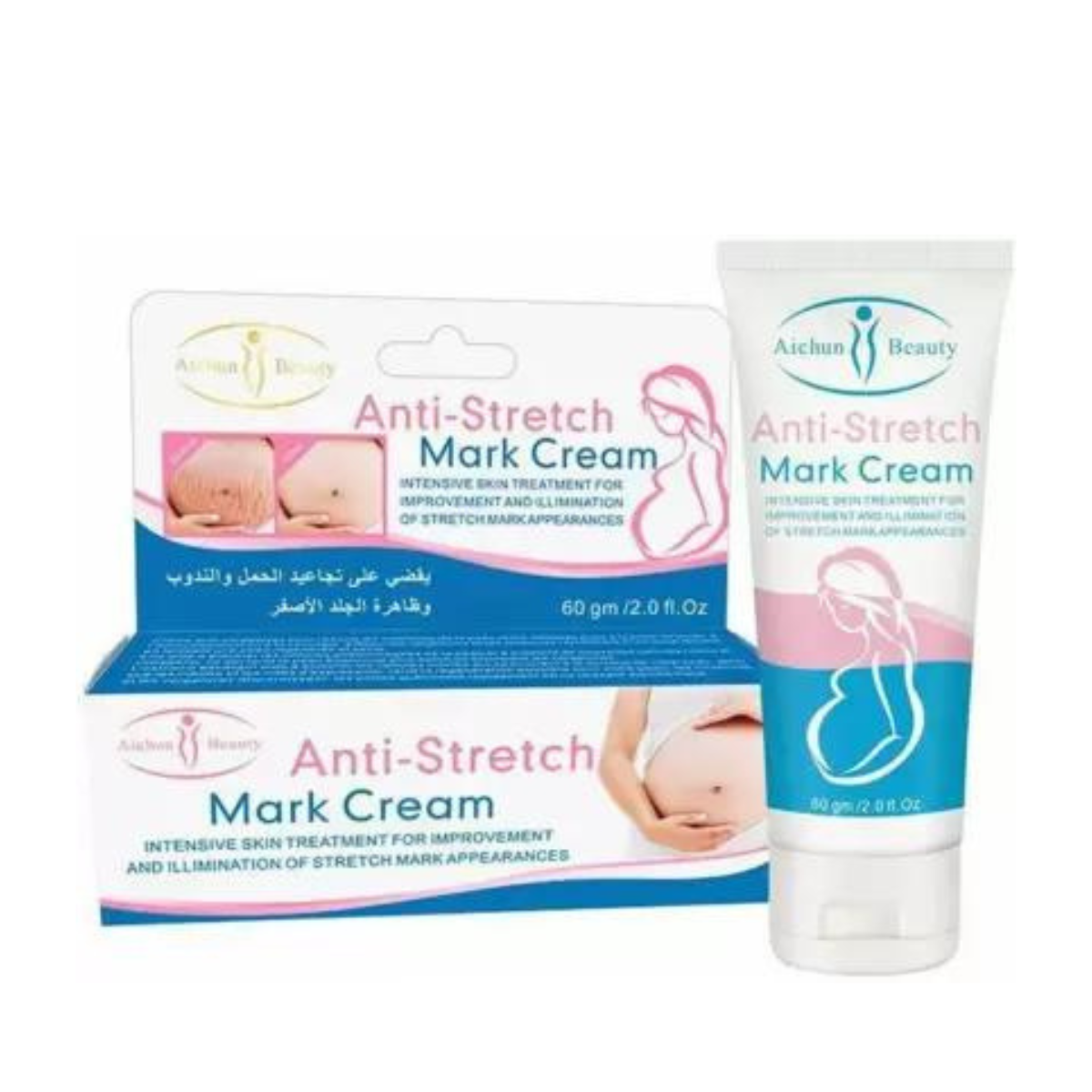 Aichun Beauty Anti Stretch Mark Cream - Intensive Skin Treatment for Improvement & Elimination (60 g)