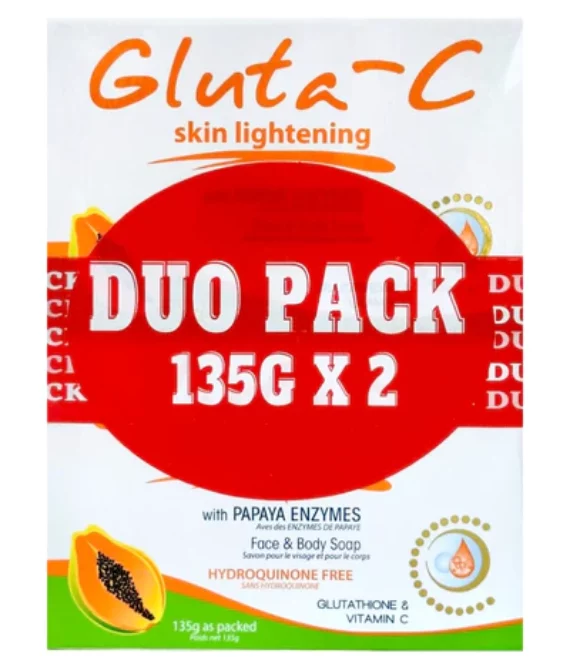 Gluta-C Skin Lightening Face & Body Soap with Papaya Exfoliant Duo Pack – 2x135g