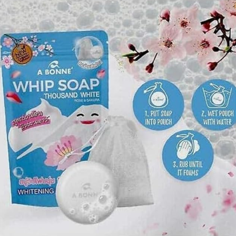 A BONNE Thousand White Whip Bath Soap - Gentle Moisturizing & Skin Brightening