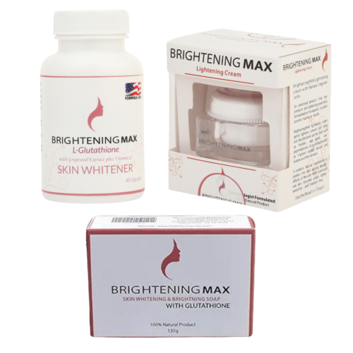 Glutathione Brightening Max Combo Pack – Cream, Soap & Capsules for Skin Care | Nourishing & Radiance Boosting Set